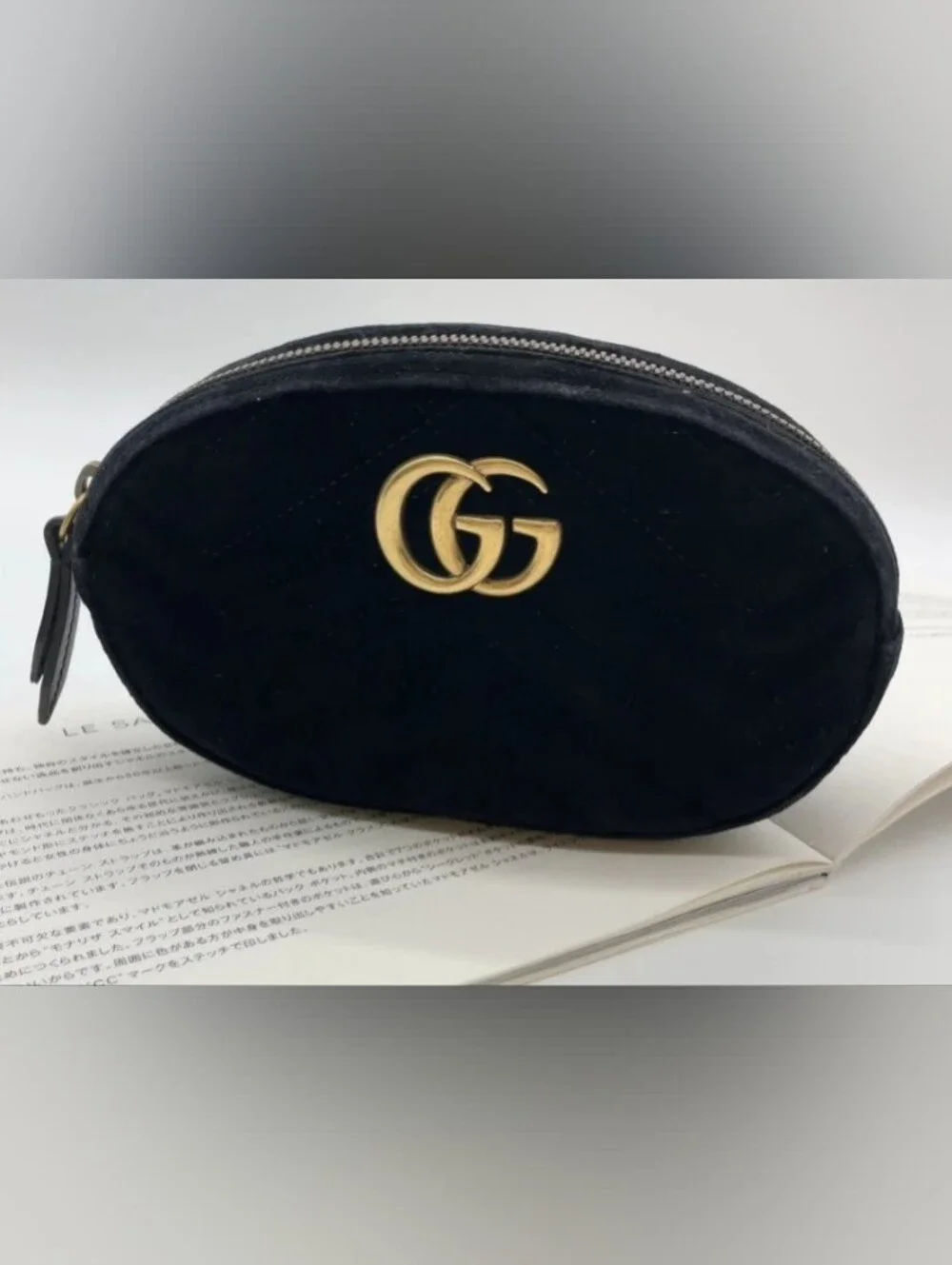 SALE! Gucci Black Velvet GG Marmont Body Waist Bag W/DB - Picture 4 of 16
